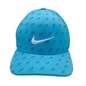 Nike Golf Hat Adult M/L Classic99 Fitted DriFit Winged Foot Swoosh Blue Cap